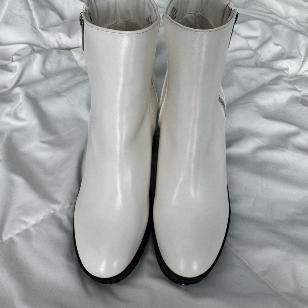 Elegant White Vegan Leather Ankle Boots